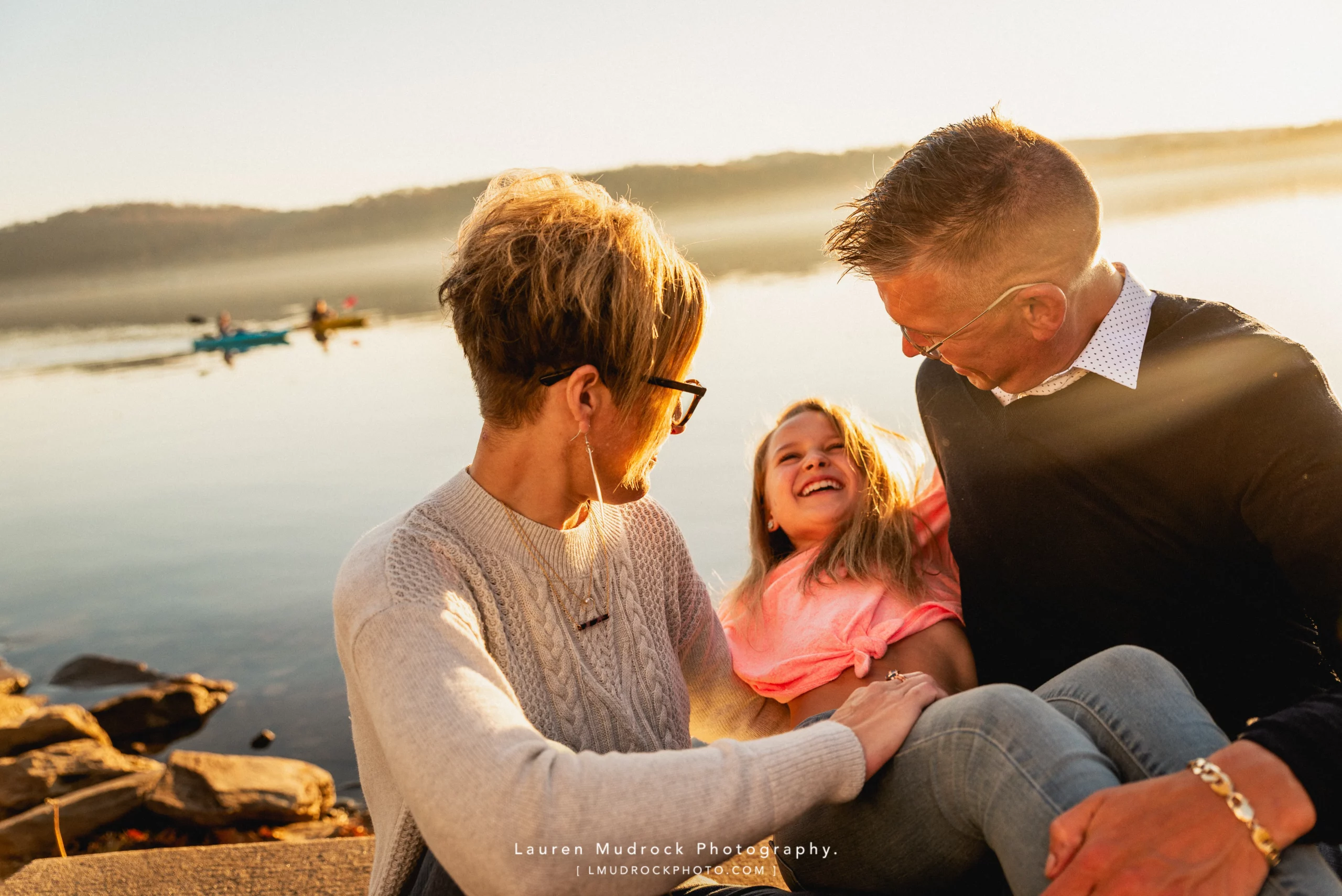 playful family on susquehanna river
