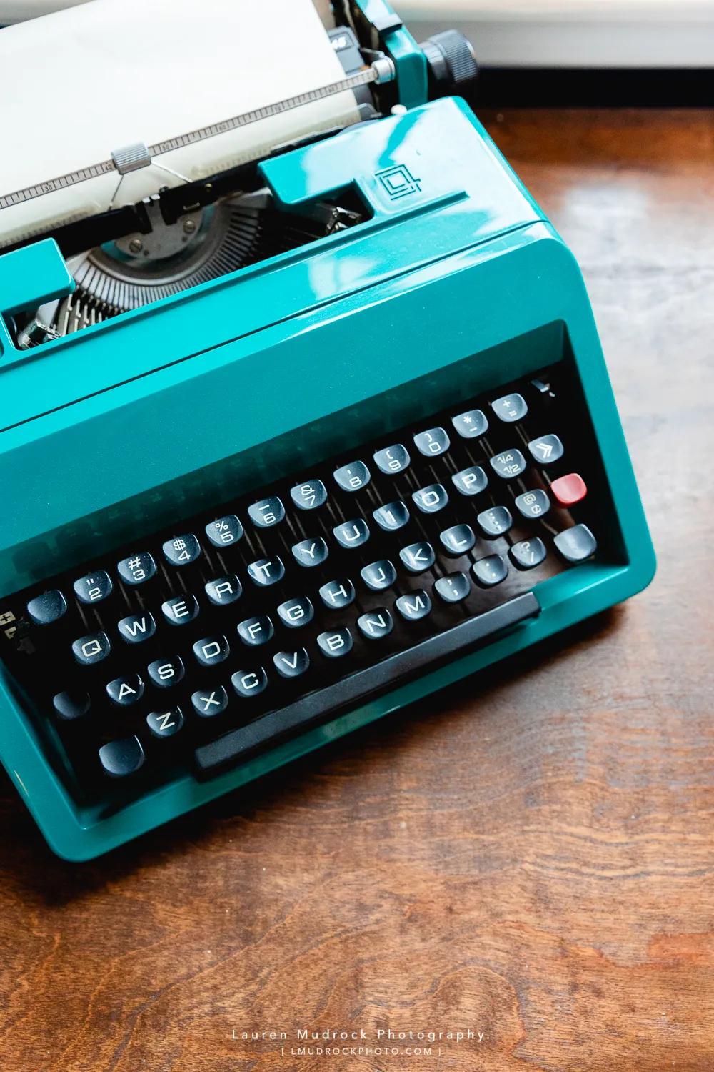 Blair's teal typewriter