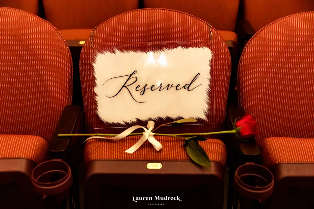 reserved sign on seat with rose at the Appell Center in York PA